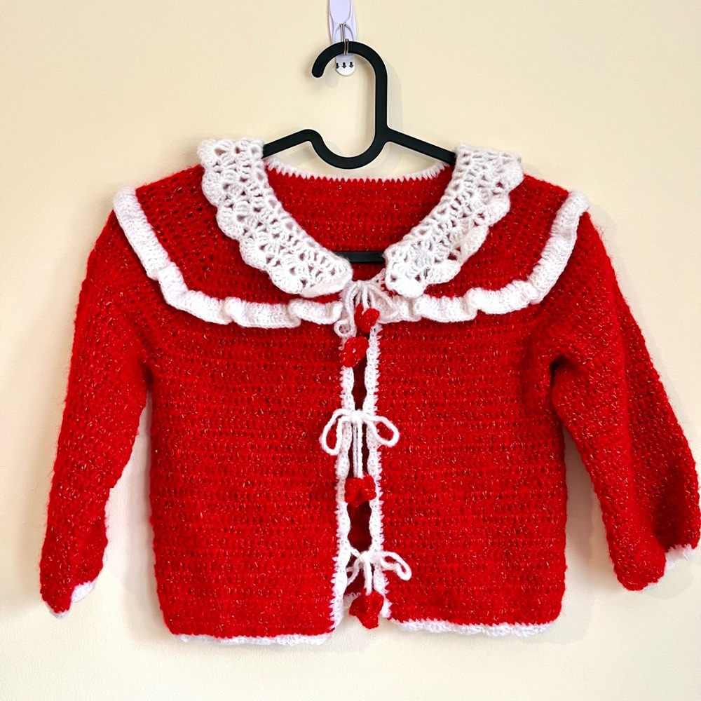 Handmade crochet girl's Sweater cardigan Christmas Sweater